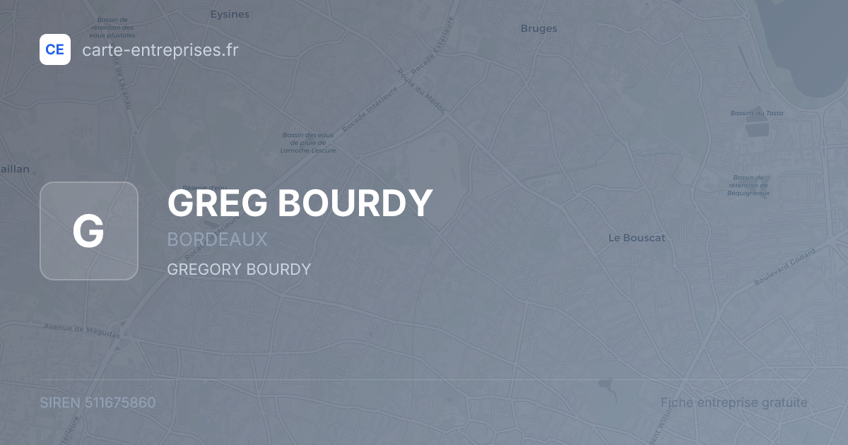 GREG BOURDY — 511675860 — fiche entreprise