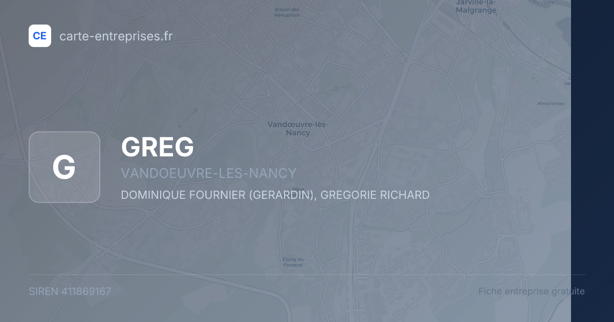 GREG — 411869167 — fiche entreprise