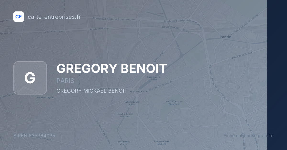 GREGORY BENOIT — 835364035 — fiche entreprise