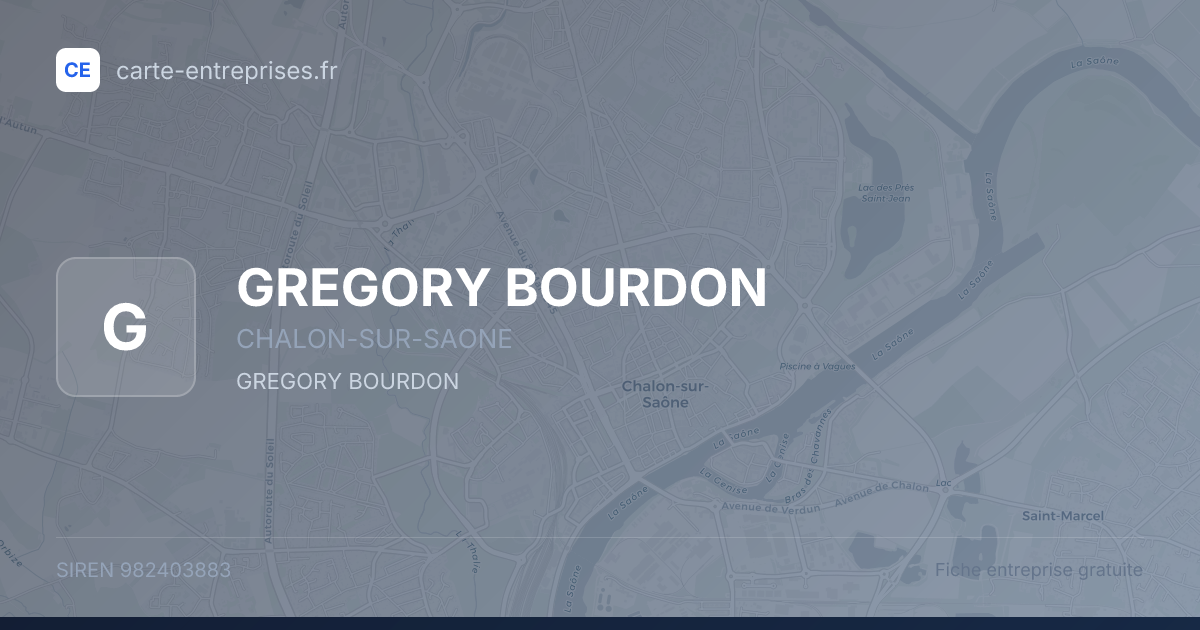GREGORY BOURDON — 982403883 — fiche entreprise