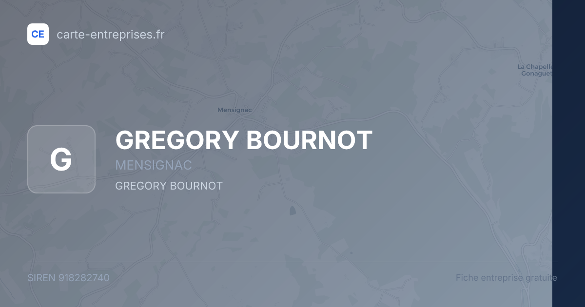 GREGORY BOURNOT — 918282740 — fiche entreprise