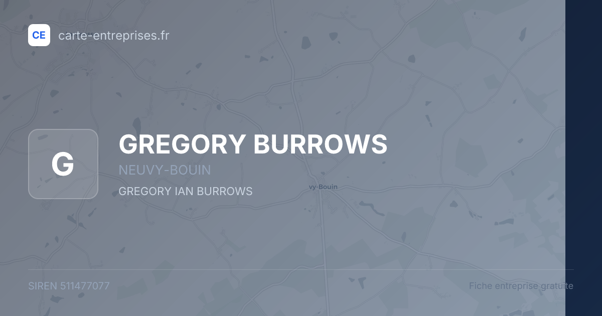 GREGORY BURROWS — 511477077 — fiche entreprise