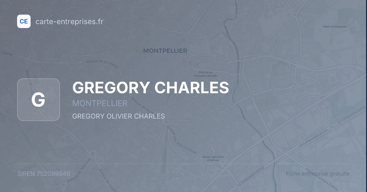 GREGORY CHARLES — 752089946 — fiche entreprise