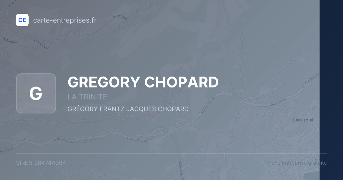 GREGORY CHOPARD — 984744094 — fiche entreprise