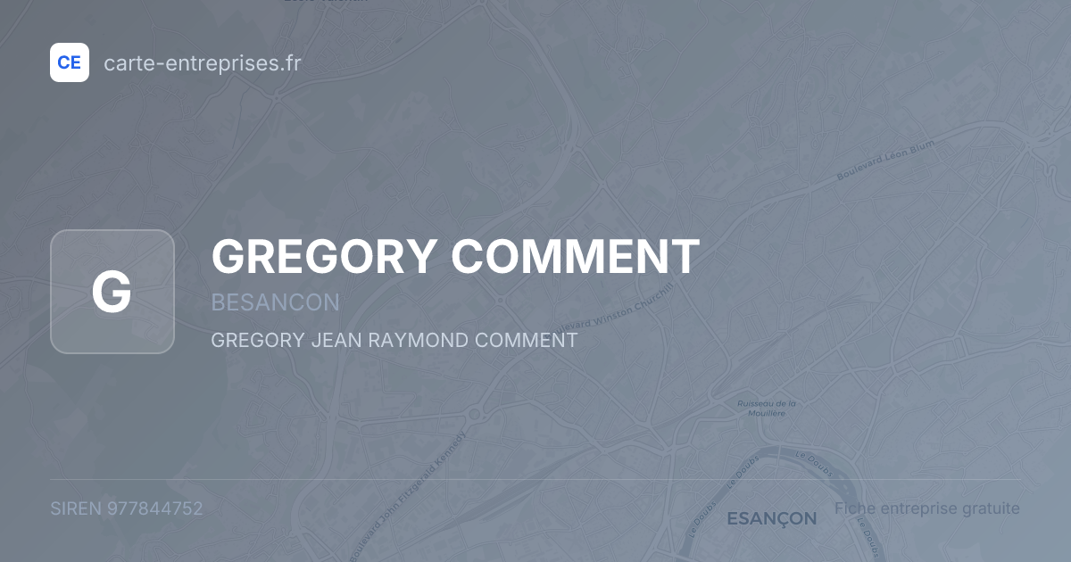 GREGORY COMMENT — 977844752 — fiche entreprise