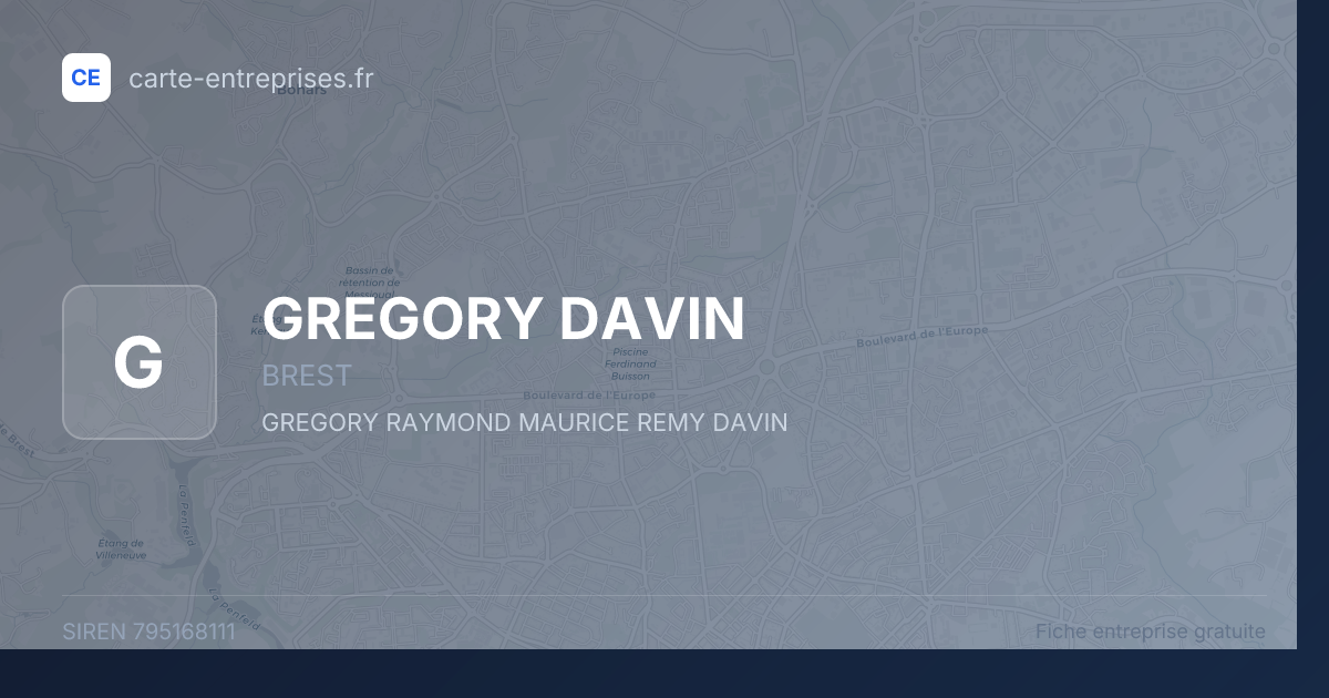 GREGORY DAVIN — 795168111 — fiche entreprise