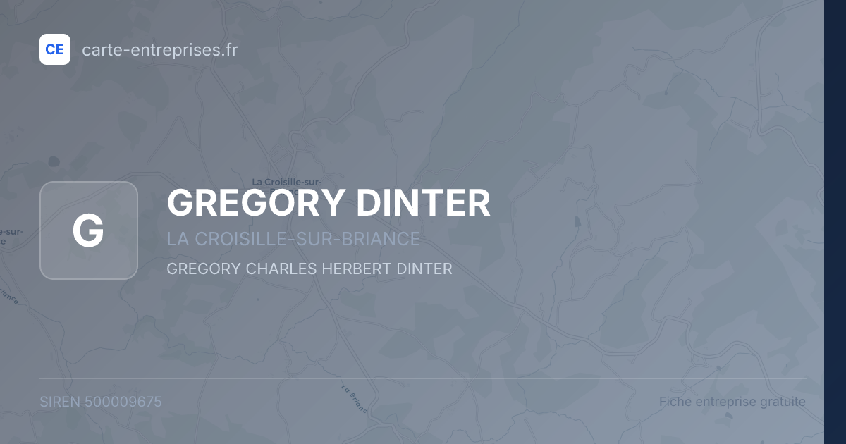 GREGORY DINTER — 500009675 — fiche entreprise