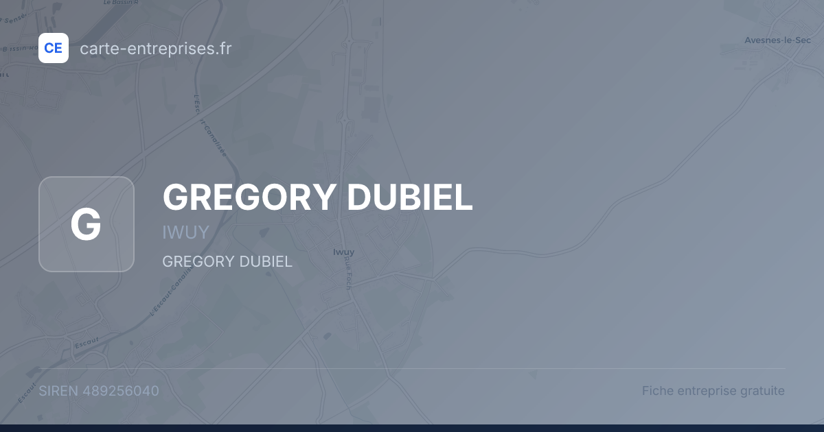 GREGORY DUBIEL — 489256040 — fiche entreprise