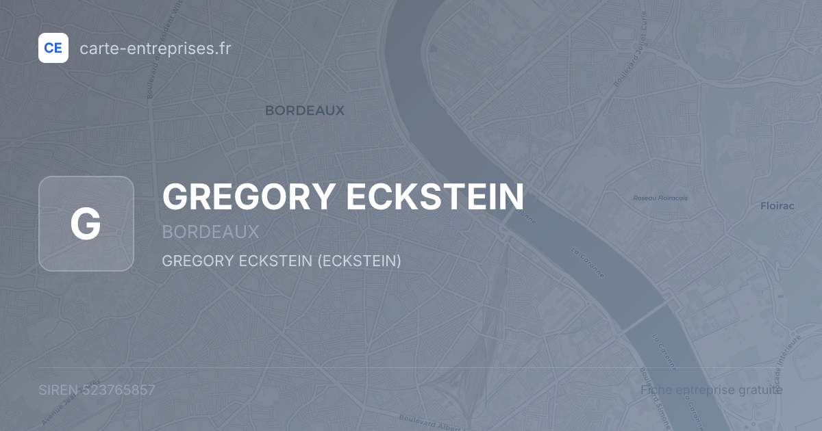 GREGORY ECKSTEIN — 523765857 — fiche entreprise