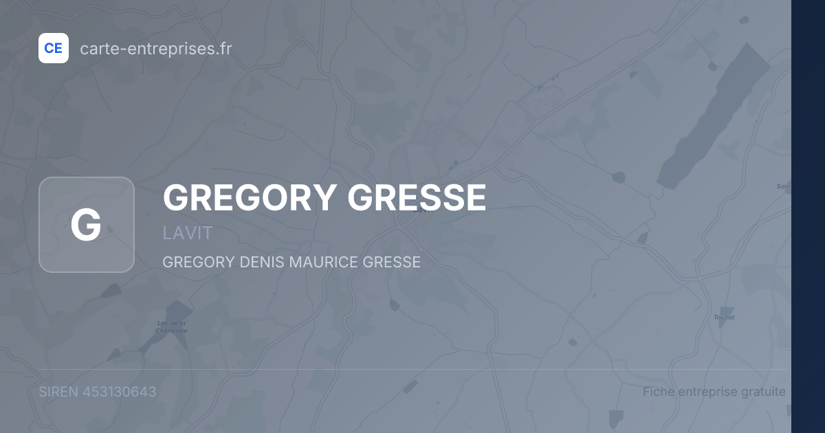 GREGORY GRESSE — 453130643 — fiche entreprise