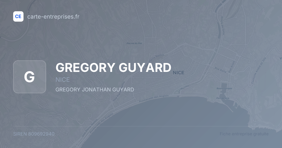 GREGORY GUYARD — 809692940 — fiche entreprise