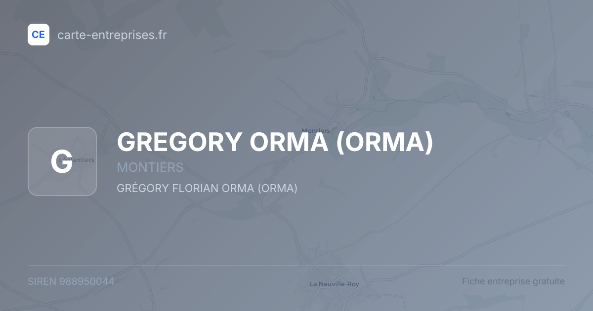 GREGORY ORMA (ORMA) — 988950044 — fiche entreprise