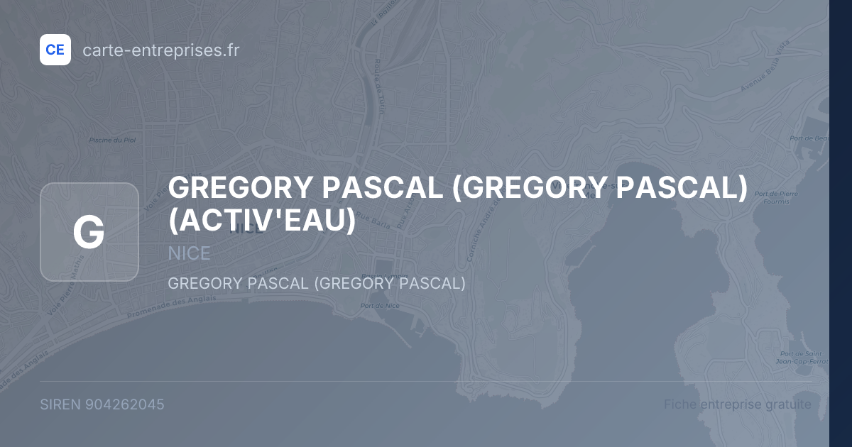 GREGORY PASCAL (GREGORY PASCAL) (ACTIV'EAU) — 904262045 — fiche entreprise