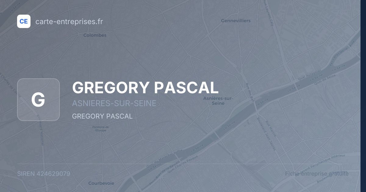 GREGORY PASCAL — 424629079 — fiche entreprise