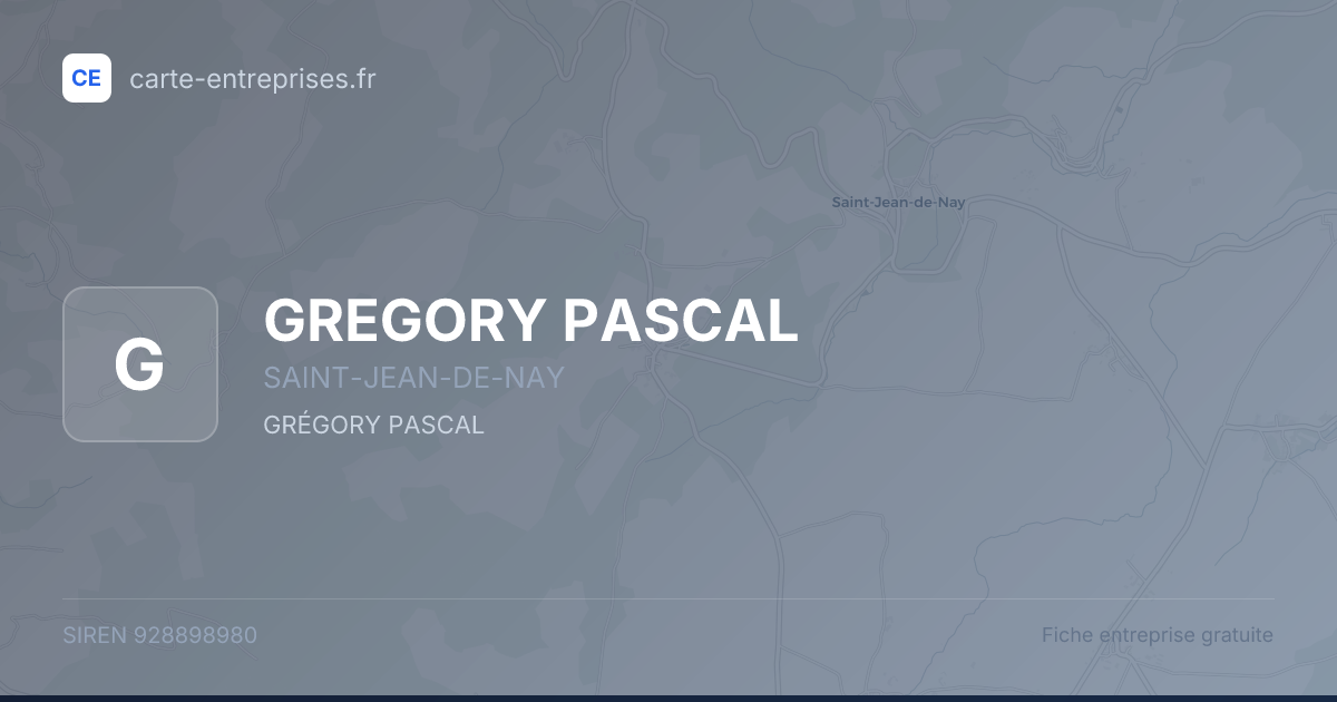 GREGORY PASCAL — 928898980 — fiche entreprise