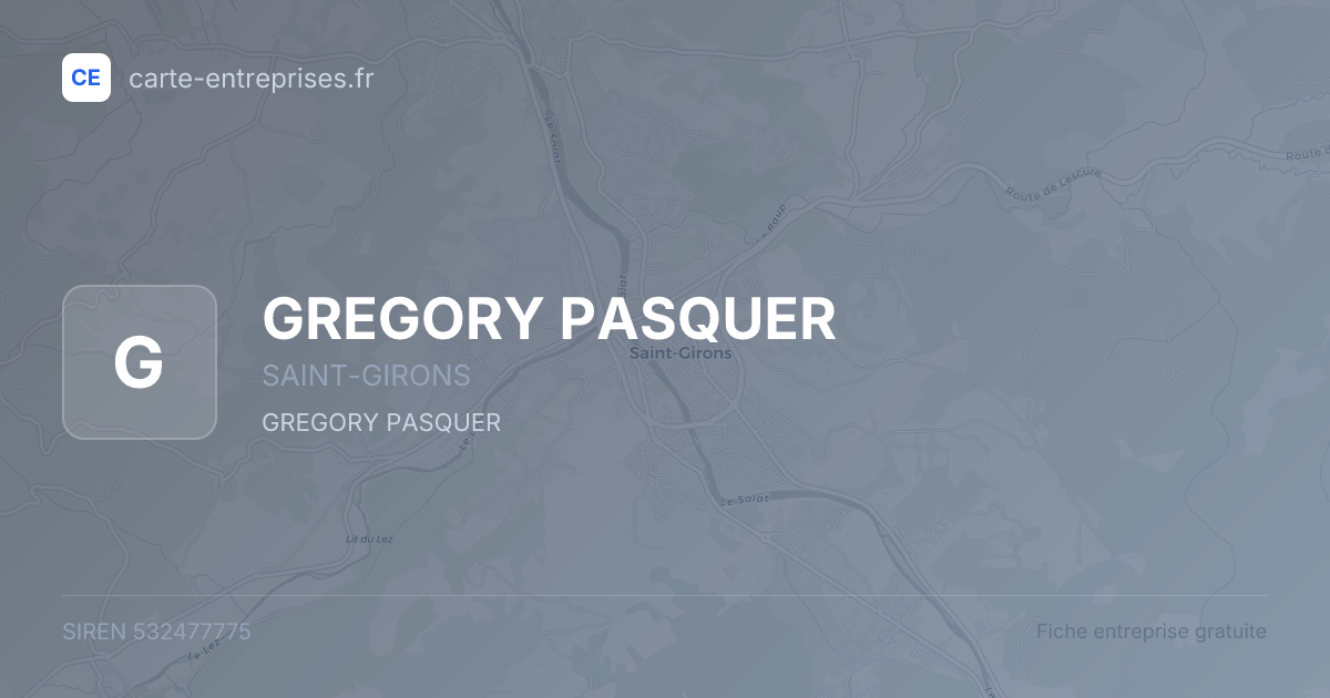 GREGORY PASQUER — 532477775 — fiche entreprise