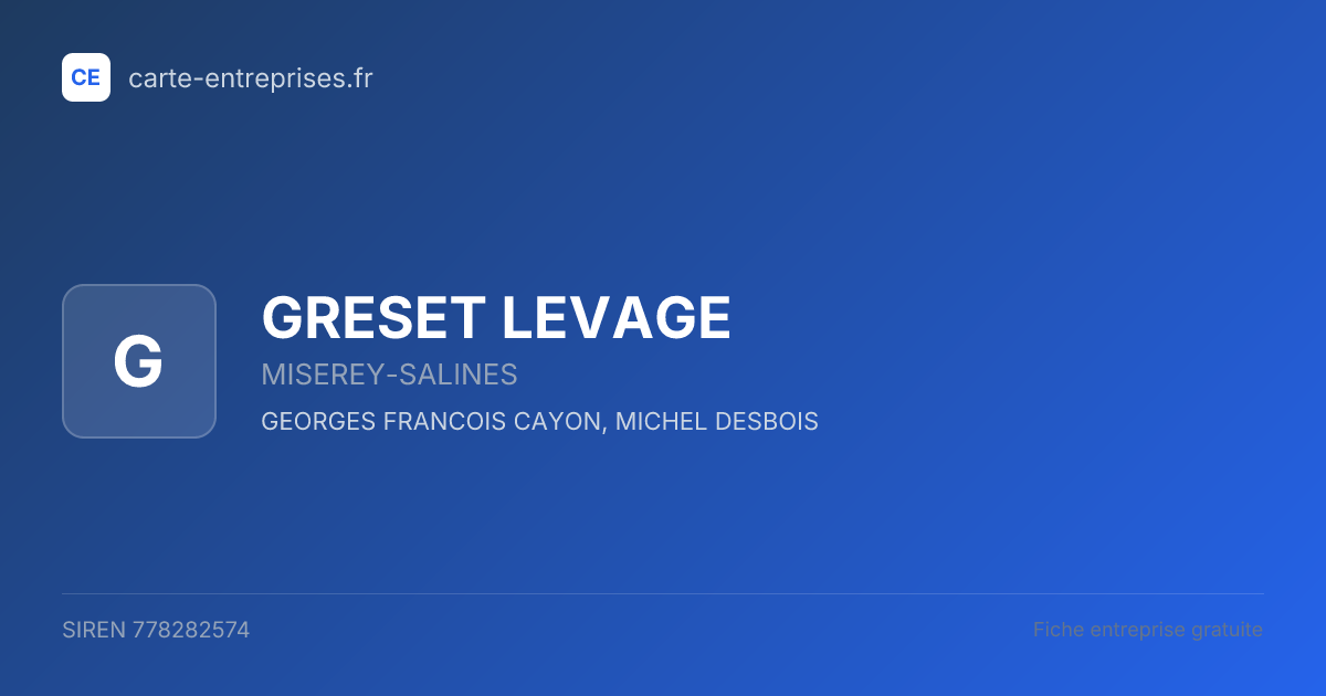 GRESET LEVAGE — 778282574 — fiche entreprise