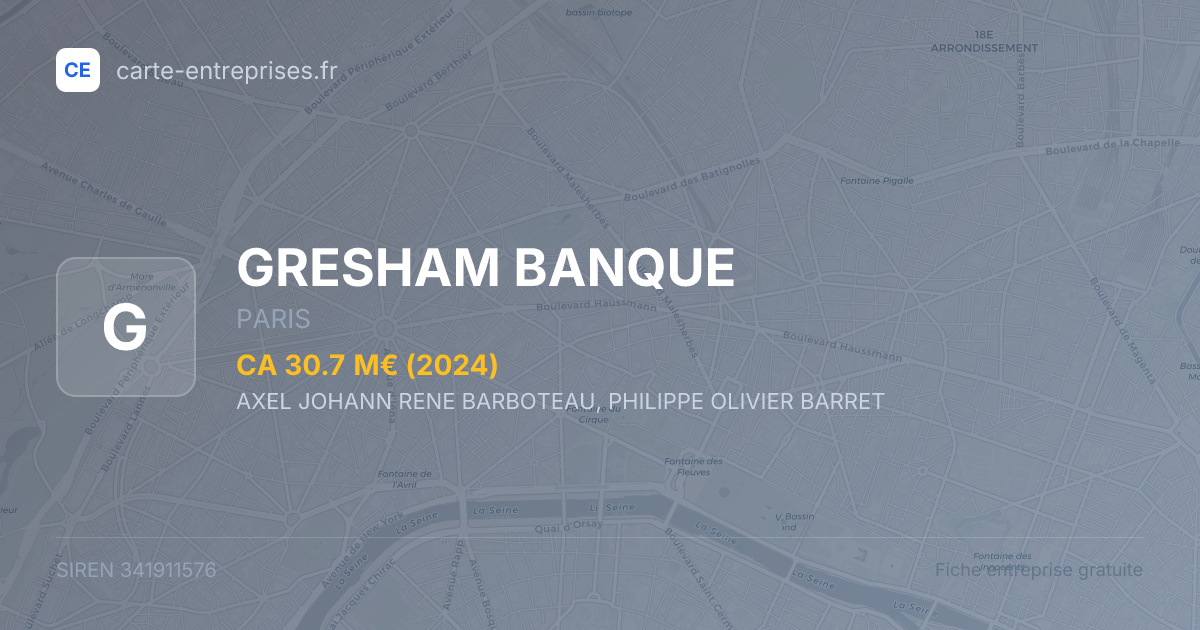 GRESHAM BANQUE — 341911576 — fiche entreprise