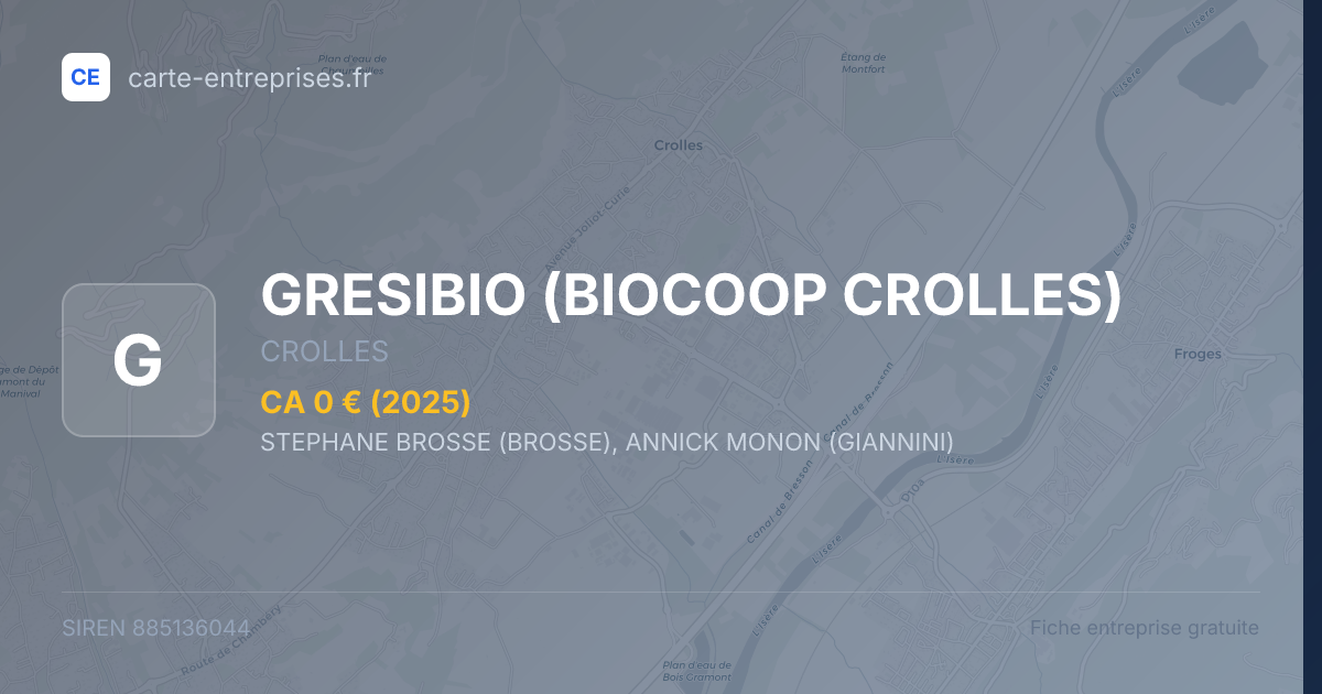 GRESIBIO (BIOCOOP CROLLES) — 885136044 — fiche entreprise