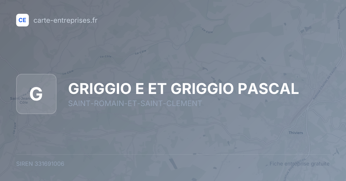 GRIGGIO E ET GRIGGIO PASCAL — 331691006 — fiche entreprise