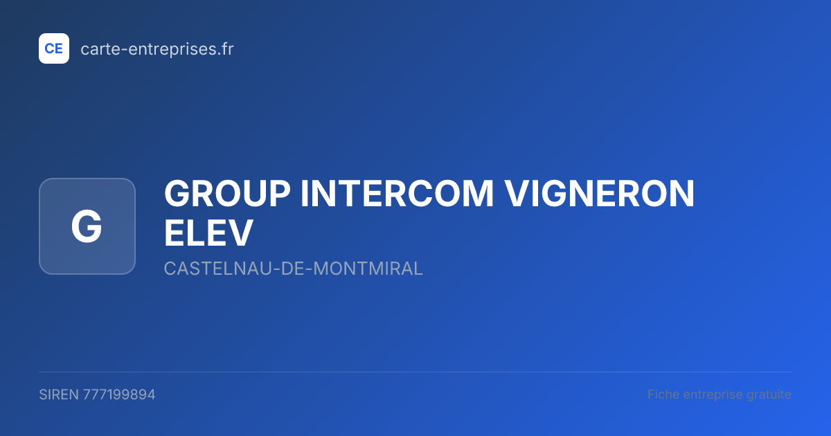 GROUP INTERCOM VIGNERON ELEV — 777199894 — fiche entreprise