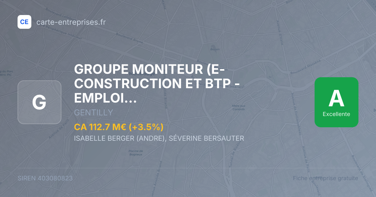 GROUPE MONITEUR (E-CONSTRUCTION ET BTP - EMPLOI PUBLIC - BIP ENERPRESSE - BULLETIN EUROPEEN - GROUPE MONITEUR - MARCH) — 403080823 — fiche entreprise