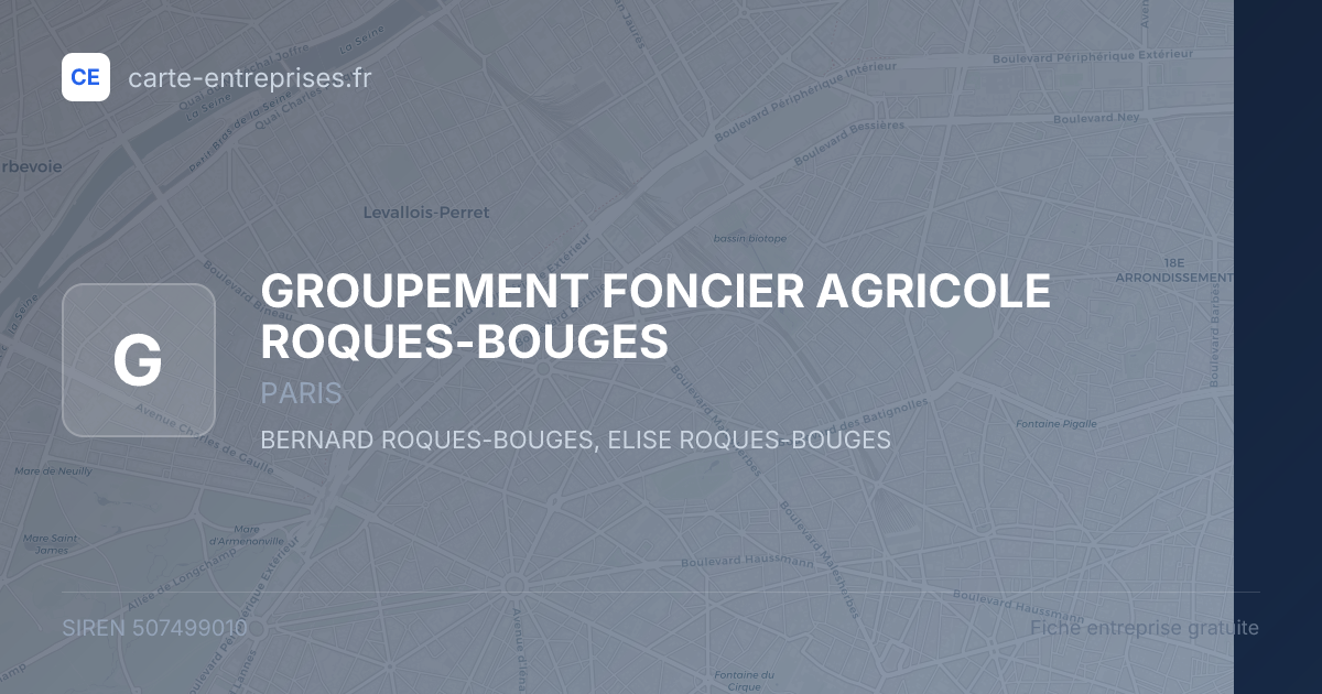 GROUPEMENT FONCIER AGRICOLE ROQUES-BOUGES — 507499010 — fiche entreprise