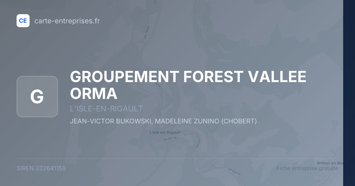 GROUPEMENT FOREST VALLEE ORMA — 332641158 — fiche entreprise