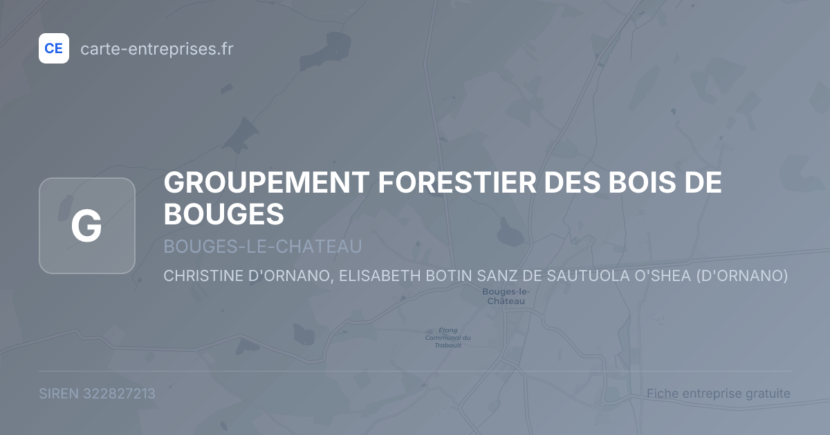 GROUPEMENT FORESTIER DES BOIS DE BOUGES — 322827213 — fiche entreprise