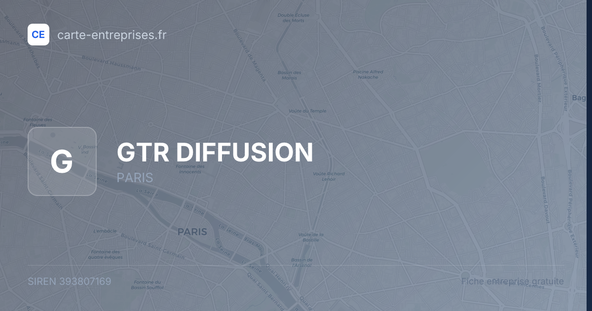 GTR DIFFUSION — 393807169 — fiche entreprise