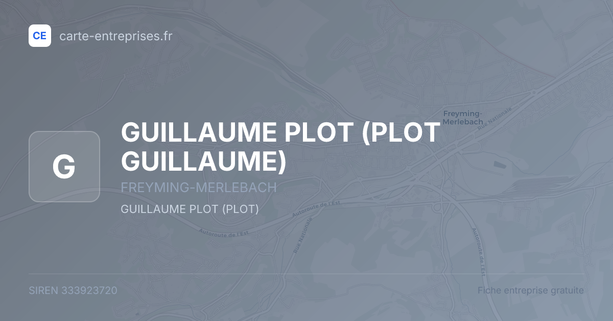 GUILLAUME PLOT (PLOT GUILLAUME) — 333923720 — fiche entreprise