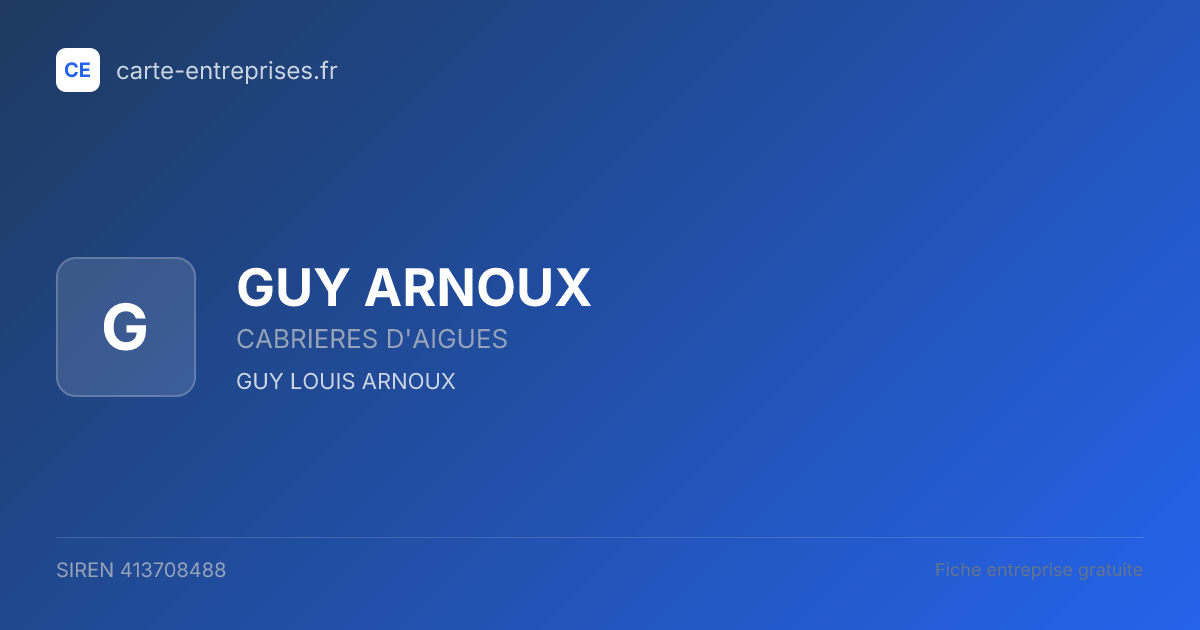 GUY ARNOUX — 413708488 — fiche entreprise