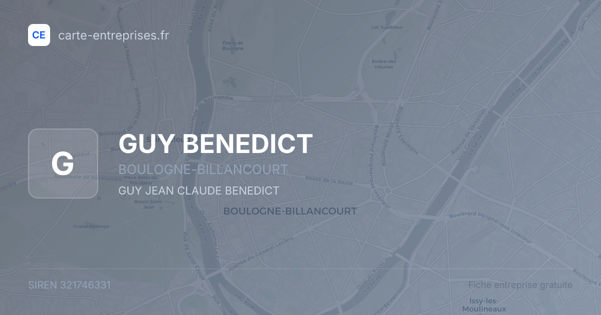 GUY BENEDICT — 321746331 — fiche entreprise