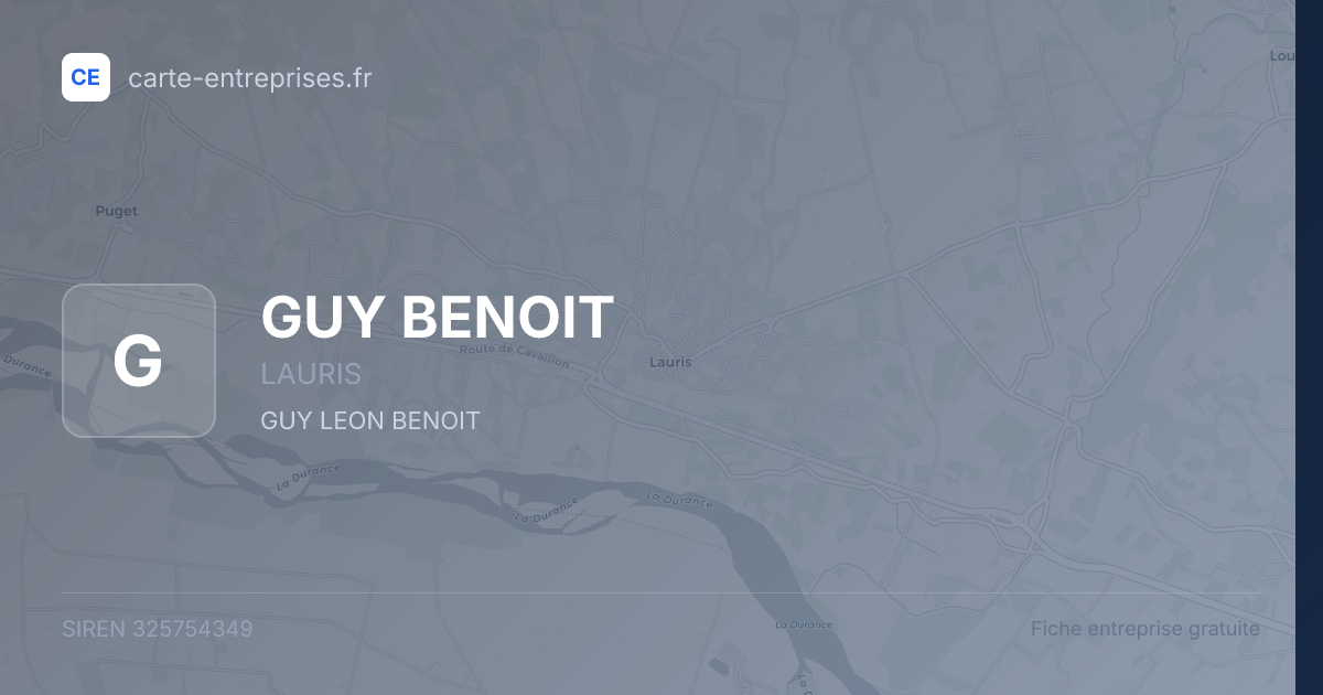 GUY BENOIT — 325754349 — fiche entreprise