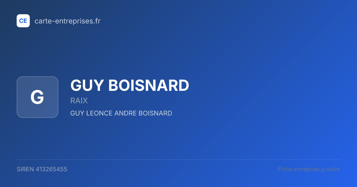 GUY BOISNARD — 413265455 — fiche entreprise