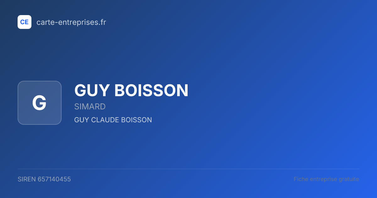 GUY BOISSON — 657140455 — fiche entreprise