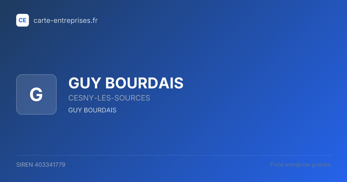GUY BOURDAIS — 403341779 — fiche entreprise