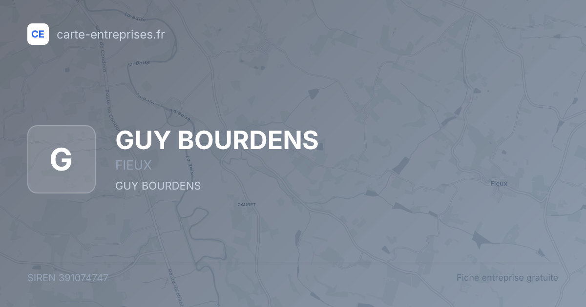 GUY BOURDENS — 391074747 — fiche entreprise