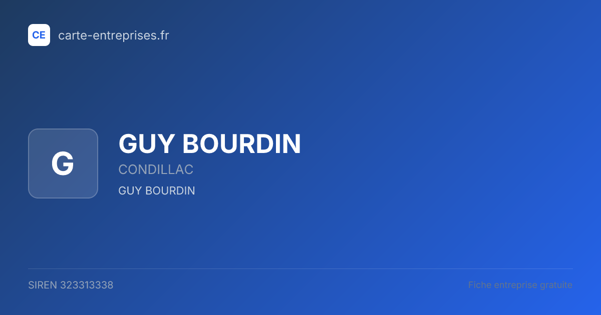 GUY BOURDIN — 323313338 — fiche entreprise