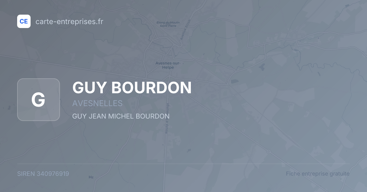 GUY BOURDON — 340976919 — fiche entreprise