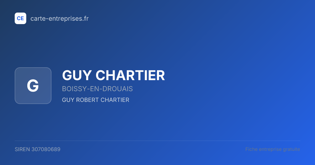 GUY CHARTIER — 307080689 — fiche entreprise