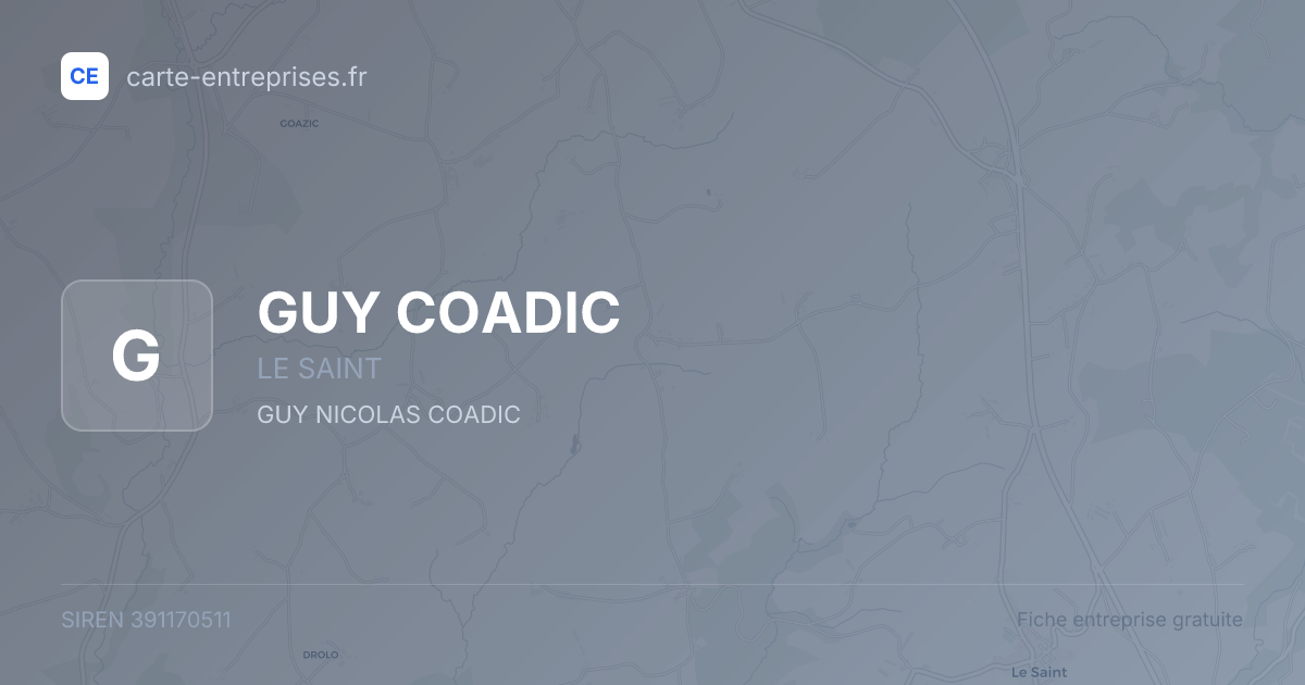 GUY COADIC — 391170511 — fiche entreprise