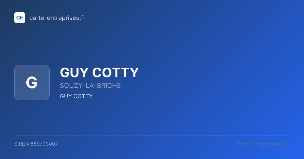 GUY COTTY — 689703007 — fiche entreprise