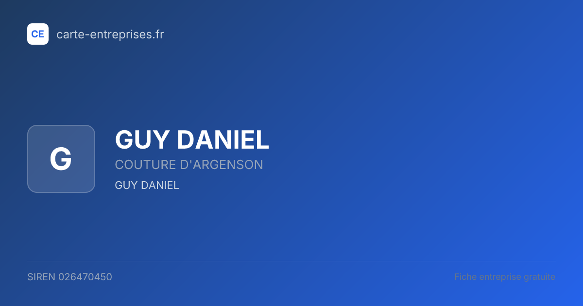 GUY DANIEL — 026470450 — fiche entreprise