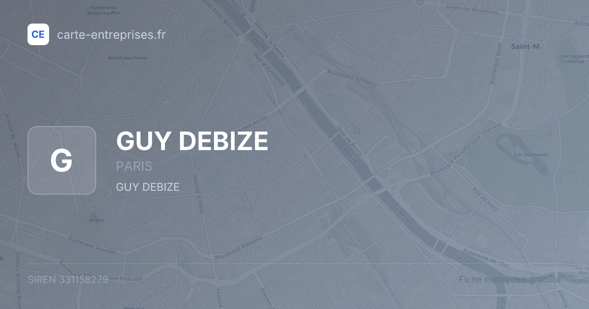 GUY DEBIZE — 331158279 — fiche entreprise