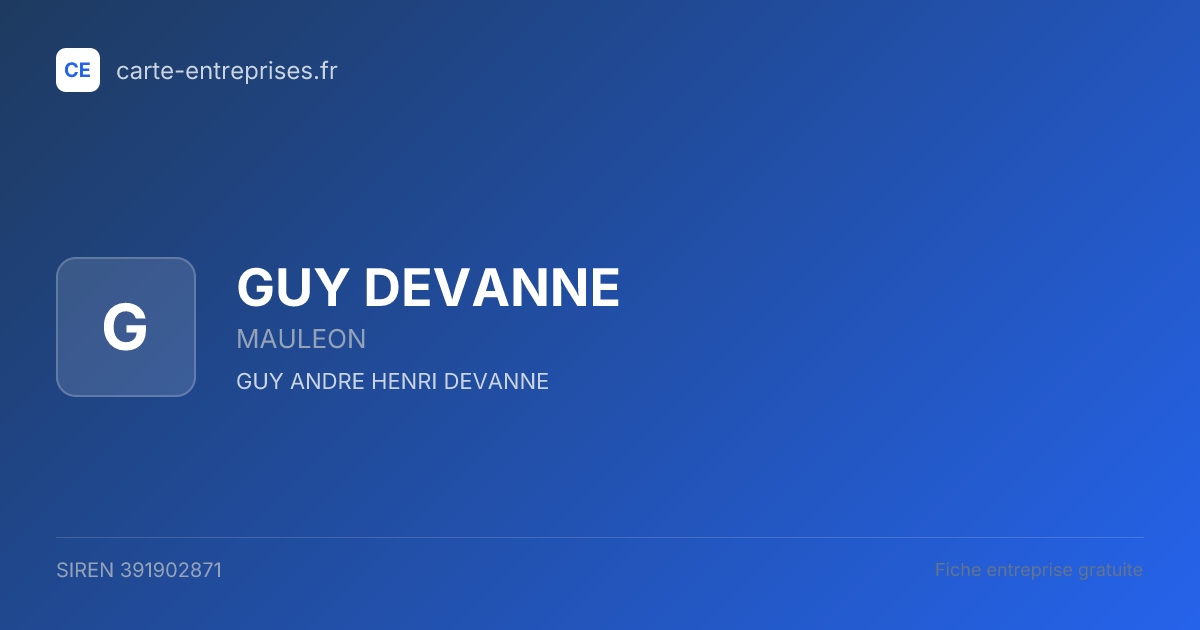 GUY DEVANNE — 391902871 — fiche entreprise