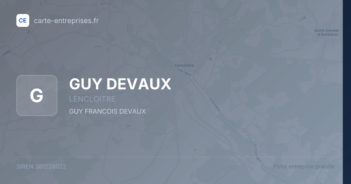 GUY DEVAUX — 381228022 — fiche entreprise
