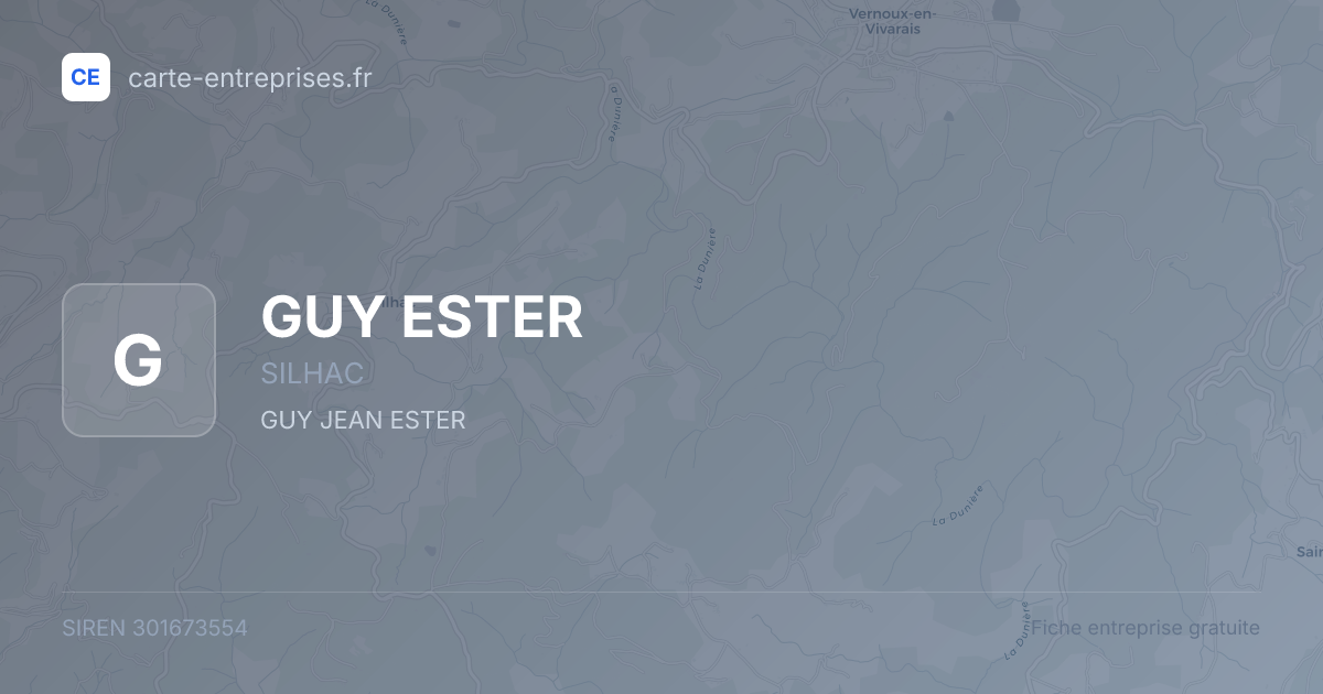 GUY ESTER — 301673554 — fiche entreprise