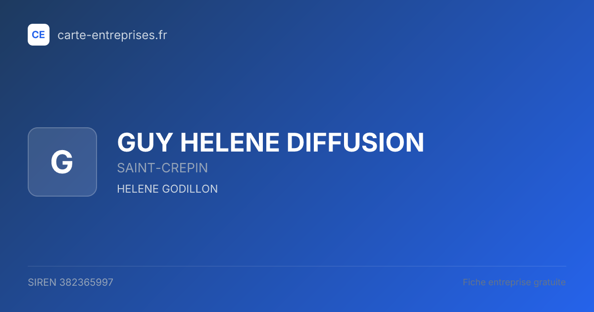 GUY HELENE DIFFUSION — 382365997 — fiche entreprise