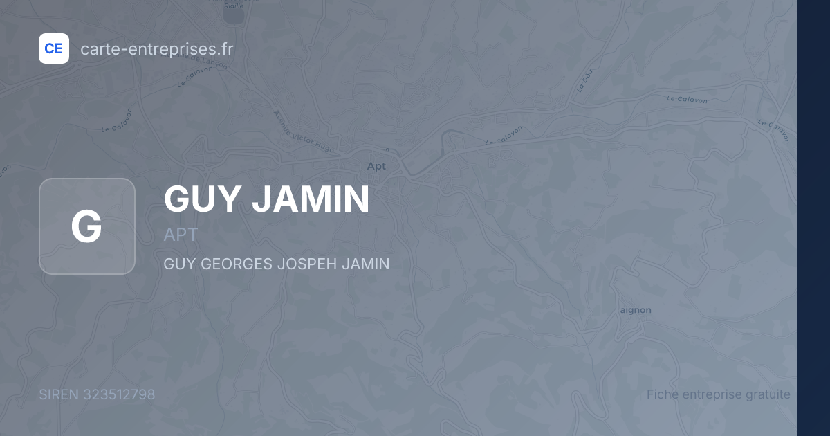 GUY JAMIN — 323512798 — fiche entreprise